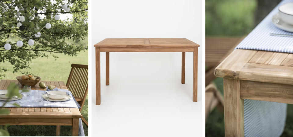 Ver Mesa rectangular de madera teca 140x80x75 cm